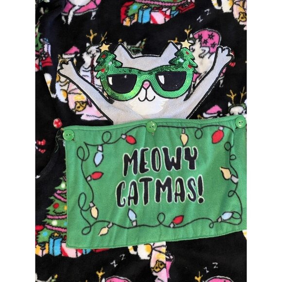 Christmas Pajamas PJs Union Suit Drop Seat 1 pc Small NWT Meowy‎ Catmas Holiday - Picture 3 of 14